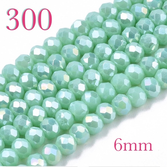300 AB Milk Mint Green Crystal Glass Briolette Beads DIY JEWELRY MAKING BULK LOT - Picture 1 of 9